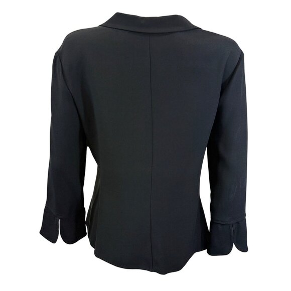 Armani Collezioni Womens Black Button-Down Blazer Jacket Sz10 Acetate/Silk Italy - Picture 2 of 10
